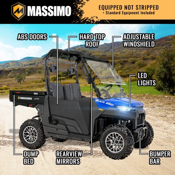 Massimo Buck 250cc EFI UTV, 4-Stroke Single Cylinder, Air-Cooled, Windshield & Doors - Image 17