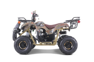A picture of an atv with the back rack.