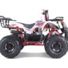 A red and white atv with two big tires