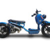Icebear Gen V Maddog(PMZ150-22) custom motorcycle with an extended rear axle and unique frame design, isolated on a white background.
