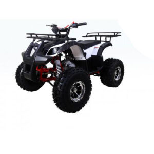 A white and black atv with two large tires.