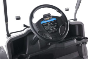 A steering wheel of an electric vehicle.