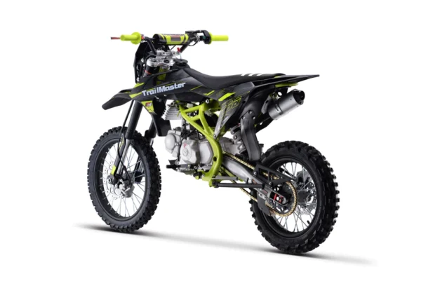 A dirt bike is shown with neon accents.
