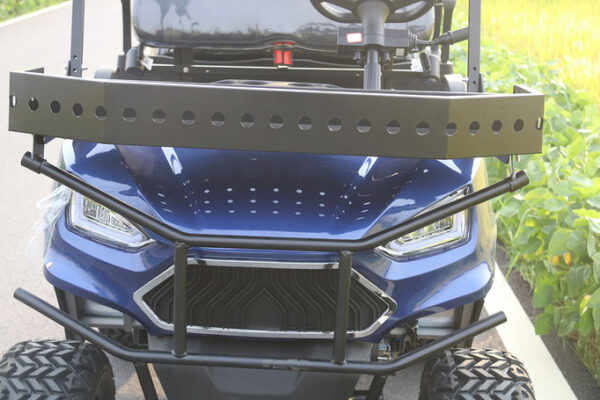 A close up of the front bumper on an atv.
