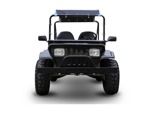 A black jeep is shown with no background.
