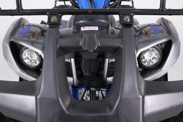 A close up of the front end of an atv.