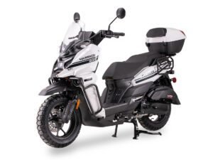 Ice Bear Warrior 200 (PMZ200-1) EFI Scooter, 200cc GY6 Engine With Trunk, 4-Stroke, Single cylinder, Air cooled, Dual Sport Tires, Digital Speedometer, 13" Alloy Rims